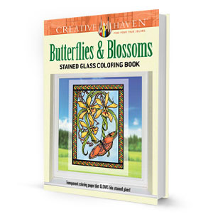 Butterflies and Blossoms Stained Glass Coloring Book